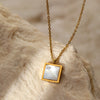 Wholesale Women's Simple Geometric White Motherofpearl Pendant Necklace With Goldplated Oshaped Chain
