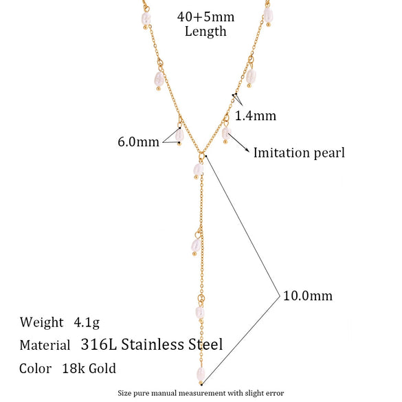 Wholesale Women's Simple Geometric Yshaped Pendant Necklace Made Of Stainless Steel And Titanium Steel With Electroplating