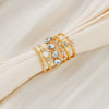 Wholesale Women's Simple Geometric Zinc Alloy Electroplated Diamondencrusted Pearl Multijoint Ring Set