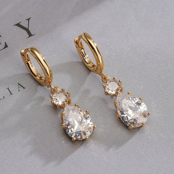 Wholesale Women's Simple Geometric Zircon Earrings Copper Material