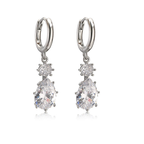 Wholesale Women's Simple Geometric Zircon Earrings Copper Material