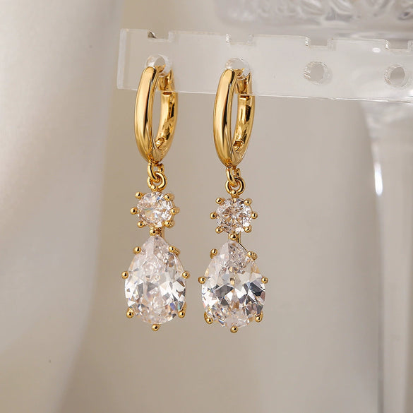 Wholesale Women's Simple Geometric Zircon Earrings Copper Material