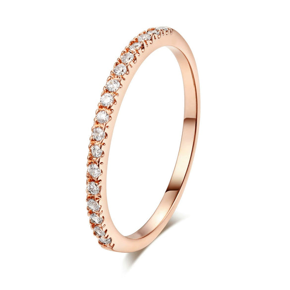 Wholesale Women's Simple Geometric Zircon Microembedded Rose Goldplated Copper Ring