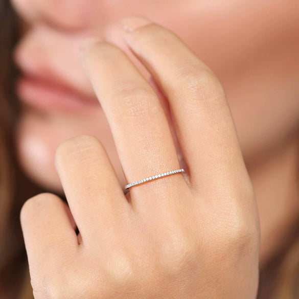 Wholesale Women's Simple Geometric Zircon Microembedded Rose Goldplated Copper Ring