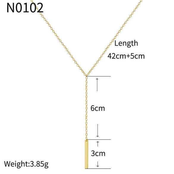 Wholesale Women's Simple Geometric Zircon Yshaped Necklace Copper Plated With Real Gold Electroplating Jewelry