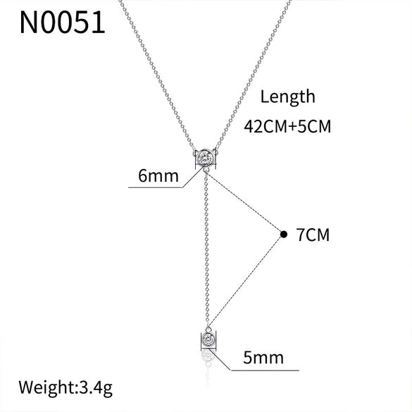 Wholesale Women's Simple Geometric Zircon Yshaped Necklace Copper Plated With Real Gold Electroplating Jewelry