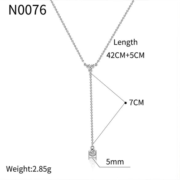 Wholesale Women's Simple Geometric Zircon Yshaped Necklace Copper Plated With Real Gold Electroplating Jewelry