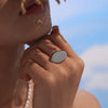 Wholesale Women's Simple Glossy Geometric Retro Style Electroplated Oval Ring Made Of Stainless Steel