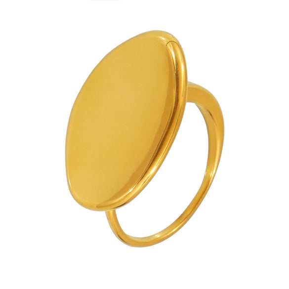 Wholesale Women's Simple Glossy Geometric Retro Style Electroplated Oval Ring Made Of Stainless Steel