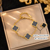 Wholesale Women's Simple Gold Plated Copper Microinlaid Leaf And Flower Bracelet Jewelry