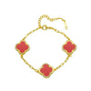 Wholesale Women's Simple Gold Plated Copper Microinlaid Leaf And Flower Bracelet Jewelry