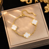 Wholesale Women's Simple Gold Plated Copper Microinlaid Leaf And Flower Bracelet Jewelry