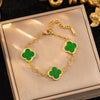 Wholesale Women's Simple Gold Plated Copper Microinlaid Leaf And Flower Bracelet Jewelry