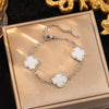Wholesale Women's Simple Gold Plated Copper Microinlaid Leaf And Flower Bracelet Jewelry