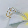Wholesale Women's Simple Goldfilled Alloy Freshwater Pearl Beads Ring With Rice And Droplet Shapes