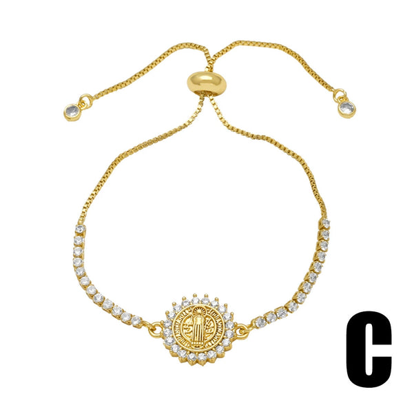 Wholesale Women's Simple Goldplated Copper Heart Shape Pendant Bracelet