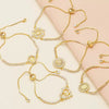 Wholesale Women's Simple Goldplated Copper Heart Shape Pendant Bracelet