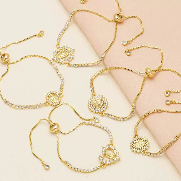 Wholesale Women's Simple Goldplated Copper Heart Shape Pendant Bracelet