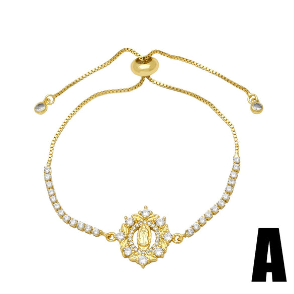 Wholesale Women's Simple Goldplated Copper Heart Shape Pendant Bracelet