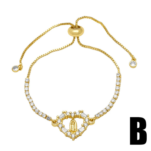 Wholesale Women's Simple Goldplated Copper Heart Shape Pendant Bracelet