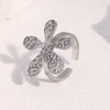 Wholesale Women's Simple Hammered Flower Electroplated Stainless Steel Open Ring Bracelet