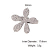 Wholesale Women's Simple Hammered Flower Electroplated Stainless Steel Open Ring Bracelet