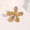 Wholesale Women's Simple Hammered Flower Electroplated Stainless Steel Open Ring Bracelet