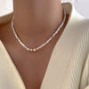 Wholesale Women's Simple Handmade Bamboo Chain Shell Natural Pearl Clavicle Necklace With Geometric Pattern