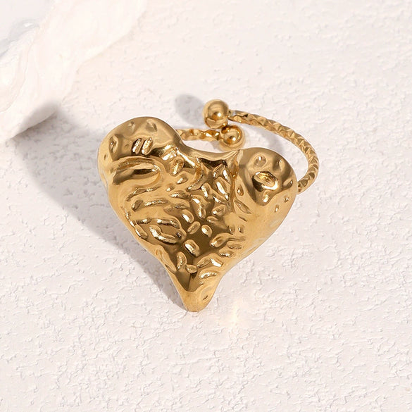 Wholesale Women's Simple Heart Shape Stainless Steel Electroplated Ring Hand Jewelry