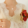 Wholesale Women's Simple Heart White Seashell Pendant Titanium Steel 18K Gold Plated Cross Chain Necklace