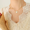 Wholesale Women's Simple Heart White Seashell Pendant Titanium Steel 18K Gold Plated Cross Chain Necklace