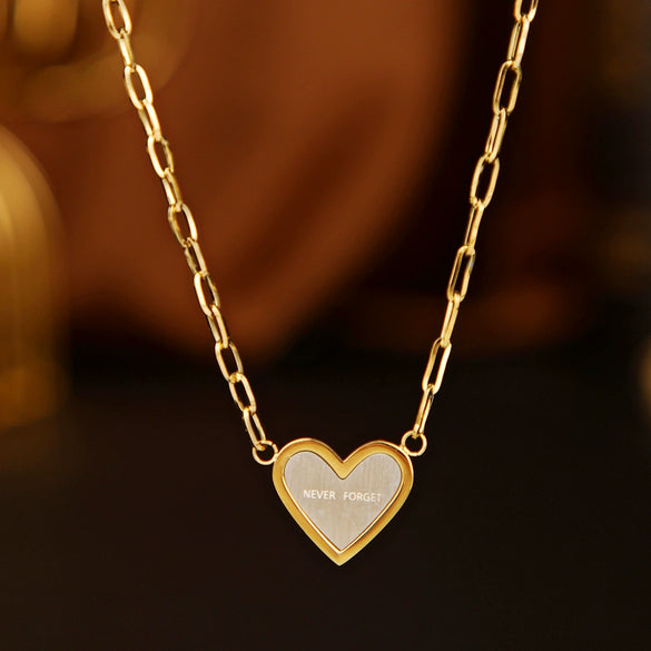 Wholesale Women's Simple Heartshaped 14K Goldplated Gold Inlaid Titanium Steel Necklace Jewelry
