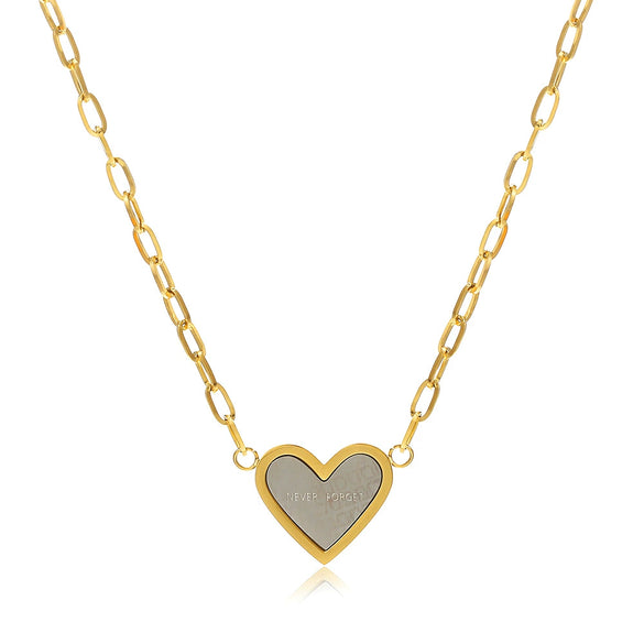 Wholesale Women's Simple Heartshaped 14K Goldplated Gold Inlaid Titanium Steel Necklace Jewelry