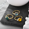 Wholesale Women's Simple Hemispherical Natural Stone Copper Ring With Geometric Pattern And Gold Inlaid Jewelry