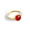 Wholesale Women's Simple Hemispherical Natural Stone Copper Ring With Geometric Pattern And Gold Inlaid Jewelry