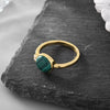 Wholesale Women's Simple Hemispherical Natural Stone Copper Ring With Geometric Pattern And Gold Inlaid Jewelry