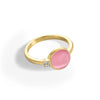 Wholesale Women's Simple Hemispherical Natural Stone Copper Ring With Geometric Pattern And Gold Inlaid Jewelry