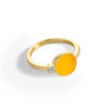 Wholesale Women's Simple Hemispherical Natural Stone Copper Ring With Geometric Pattern And Gold Inlaid Jewelry