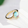 Wholesale Women's Simple Hemispherical Natural Stone Copper Ring With Geometric Pattern And Gold Inlaid Jewelry