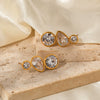 Wholesale Women's Simple Highend Inlaid Zircon Stud Earrings Stainless Steel 18K Gold Nonfading Geometric Electroplated Jewelry