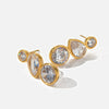 Wholesale Women's Simple Highend Inlaid Zircon Stud Earrings Stainless Steel 18K Gold Nonfading Geometric Electroplated Jewelry