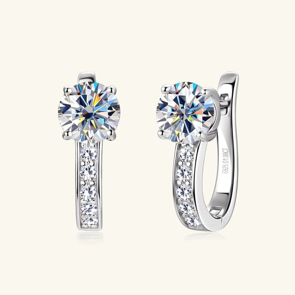 Wholesale Women's Simple Highend Moissanite Earrings Sterling Silver Microinlaid Ushape Geometric Electroplated