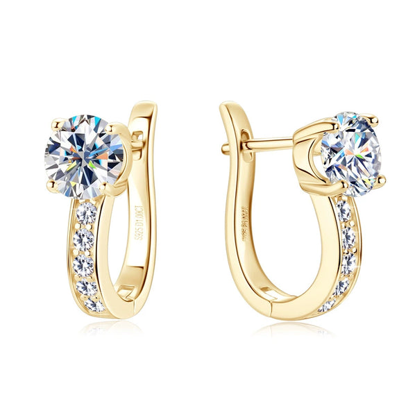 Wholesale Women's Simple Highend Moissanite Earrings Sterling Silver Microinlaid Ushape Geometric Electroplated