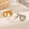 Wholesale Women's Simple Hollow Stainless Steel Water Drop Ring With Retro Opening Design And Electroplating Treatment
