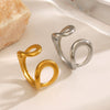 Wholesale Women's Simple Hollow Stainless Steel Water Drop Ring With Retro Opening Design And Electroplating Treatment