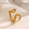 Wholesale Women's Simple Hollow Stainless Steel Water Drop Ring With Retro Opening Design And Electroplating Treatment