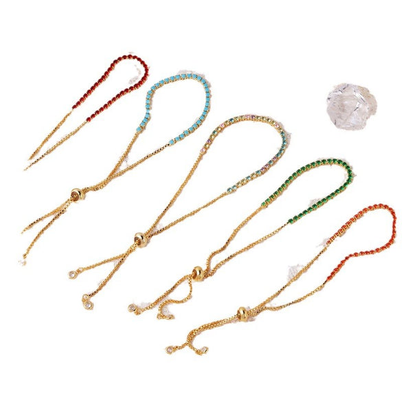 Wholesale Women's Simple Inlaid Zircon Copper Bracelet