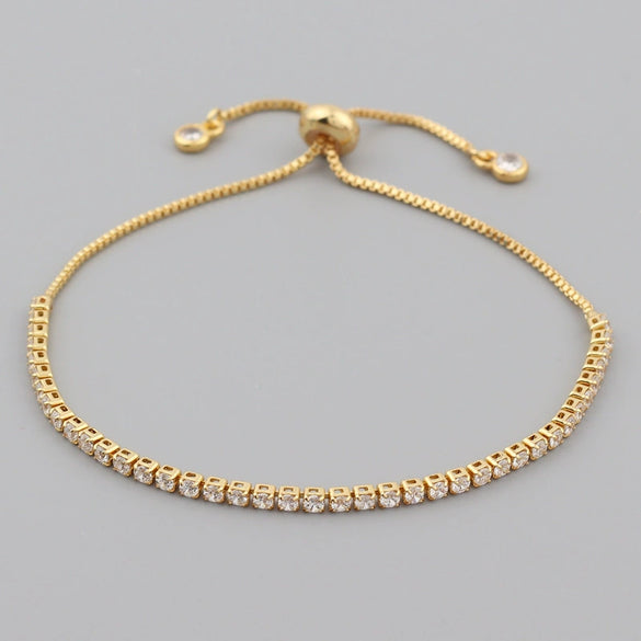 Wholesale Women's Simple Inlaid Zircon Copper Bracelet