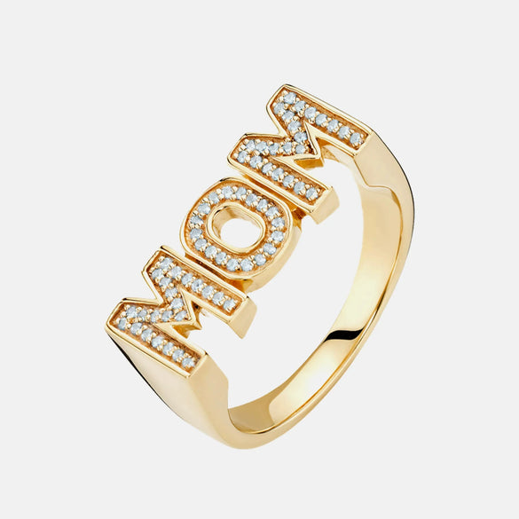 Wholesale Women's Simple Letter Zircon Copper Electroplated Ring Jewelry