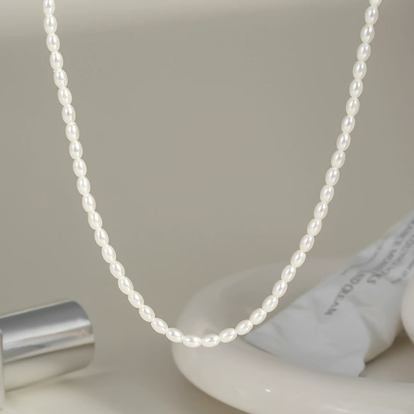 Wholesale Women's Simple Light Luxury Elegant Pearl Necklace Stainless Steel Pvd Furnace Vacuum Real Gold Plated